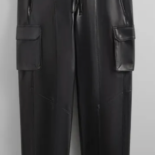 KITH Men's Leather Sennet II Black Cargo Pants - Size Medium