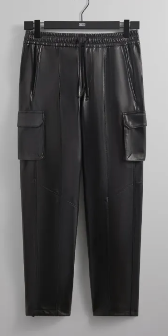 KITH Men's Leather Sennet II Black Cargo Pants - Size Medium