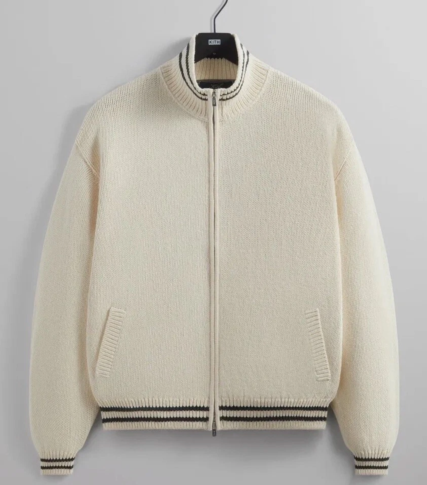 KITH Men's Wyona Full Zip Varsity Sweater - Beige - Size XL Brand New