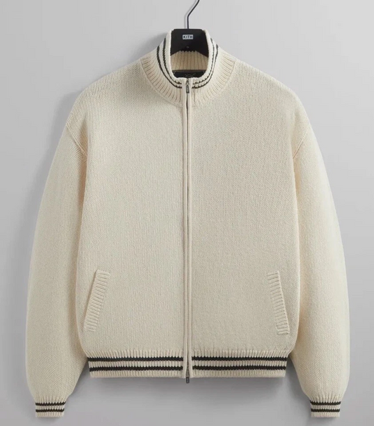 KITH Men's Wyona Full Zip Varsity Sweater - Beige - Size XL Brand New