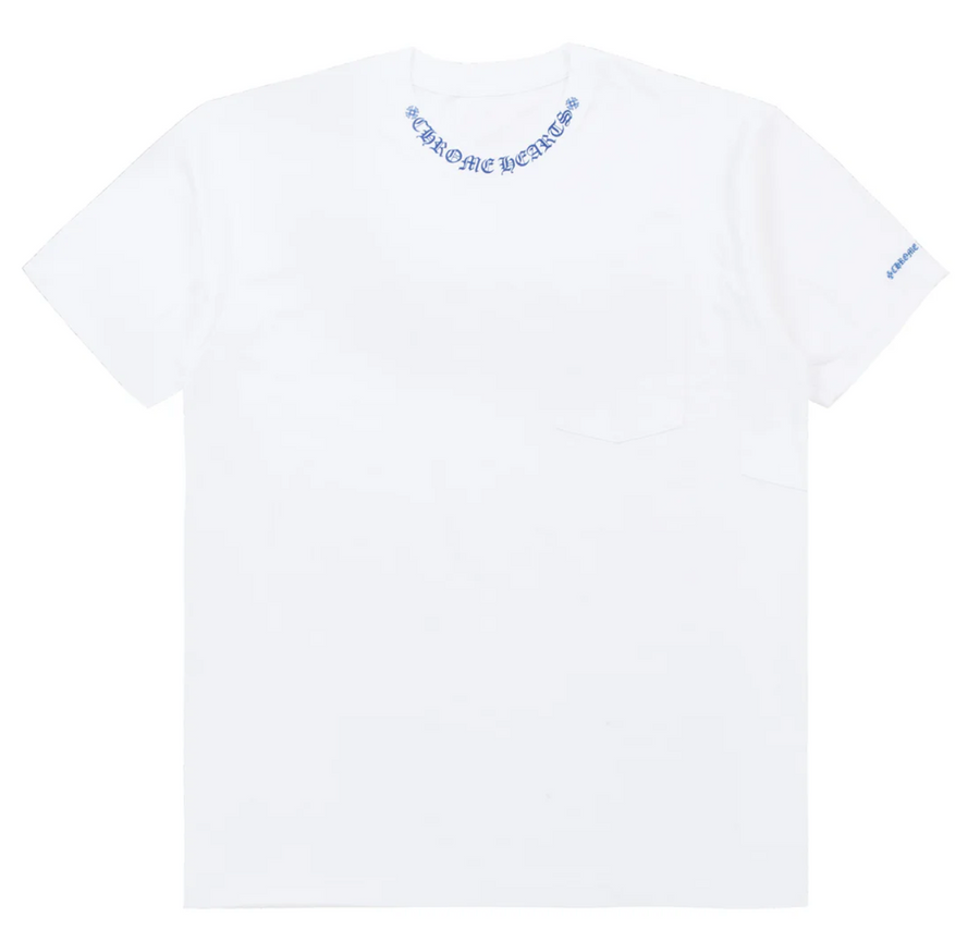 Chrome Hearts Blue Neck Logo White S/S T-Shirt - Men's Large