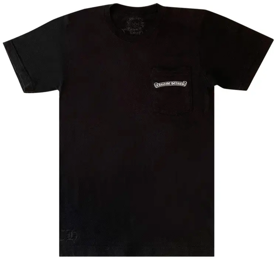 Chrome Hearts Black Scroll Logo Pocket S/S T-Shirt - Size XL