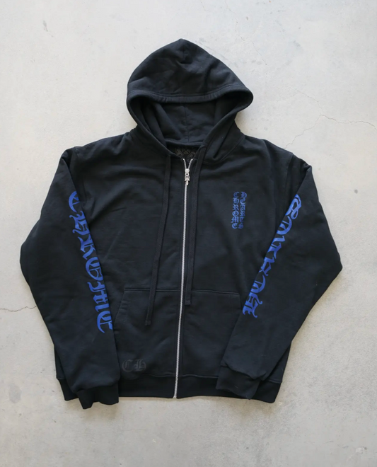 Chrome Hearts Thermal Blue Letter Full Zip Up Black Size Medium Mens