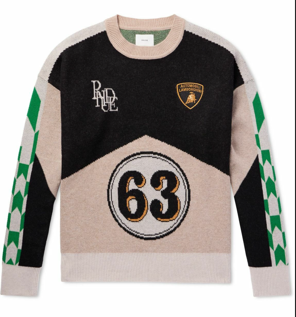 Men's RHUDE X Lamborghini Authentic Knitted Crewneck Sweater LG MSRP: $2,360