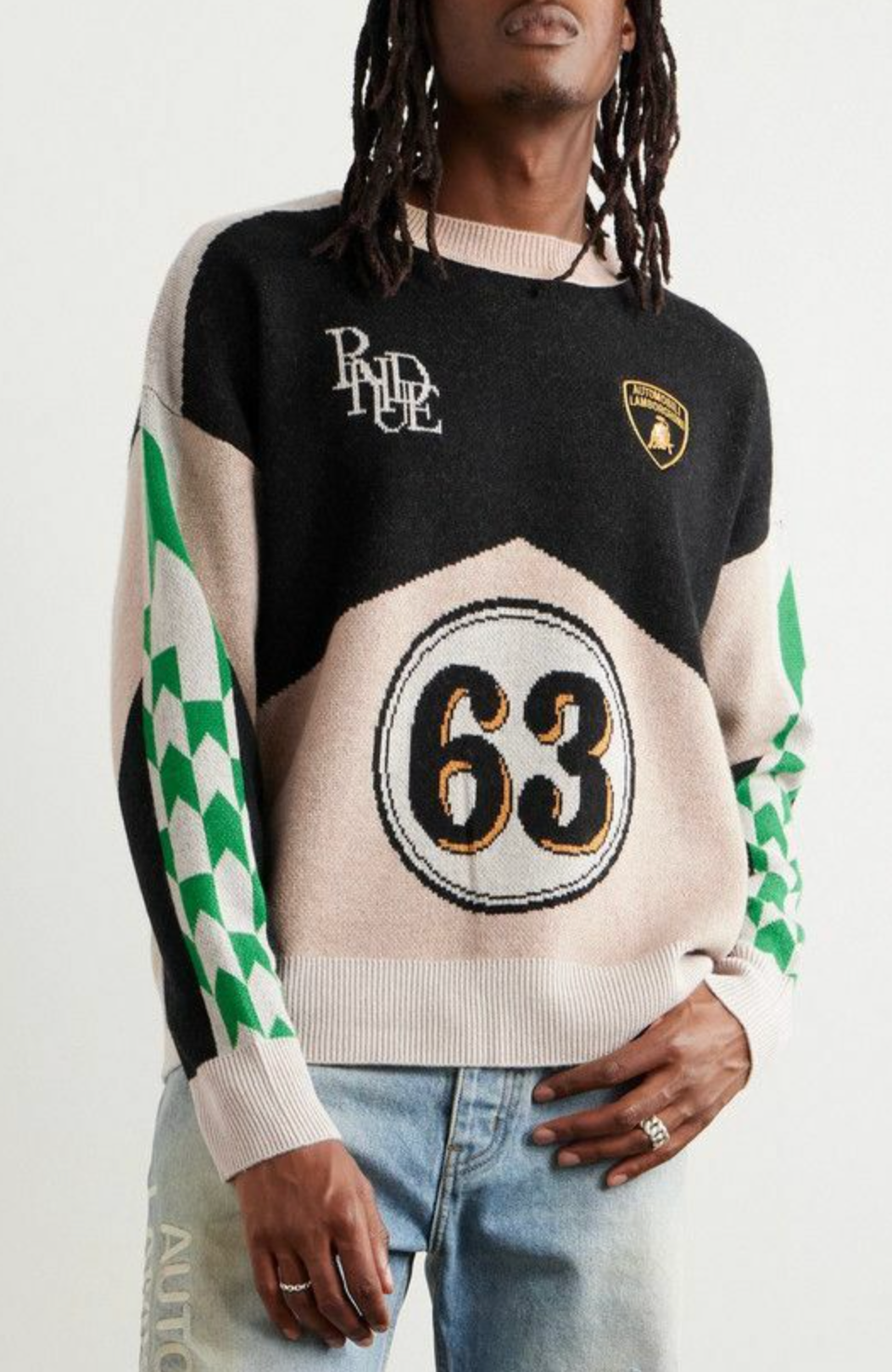 Men's RHUDE X Lamborghini Authentic Knitted Crewneck Sweater LG MSRP: $2,360