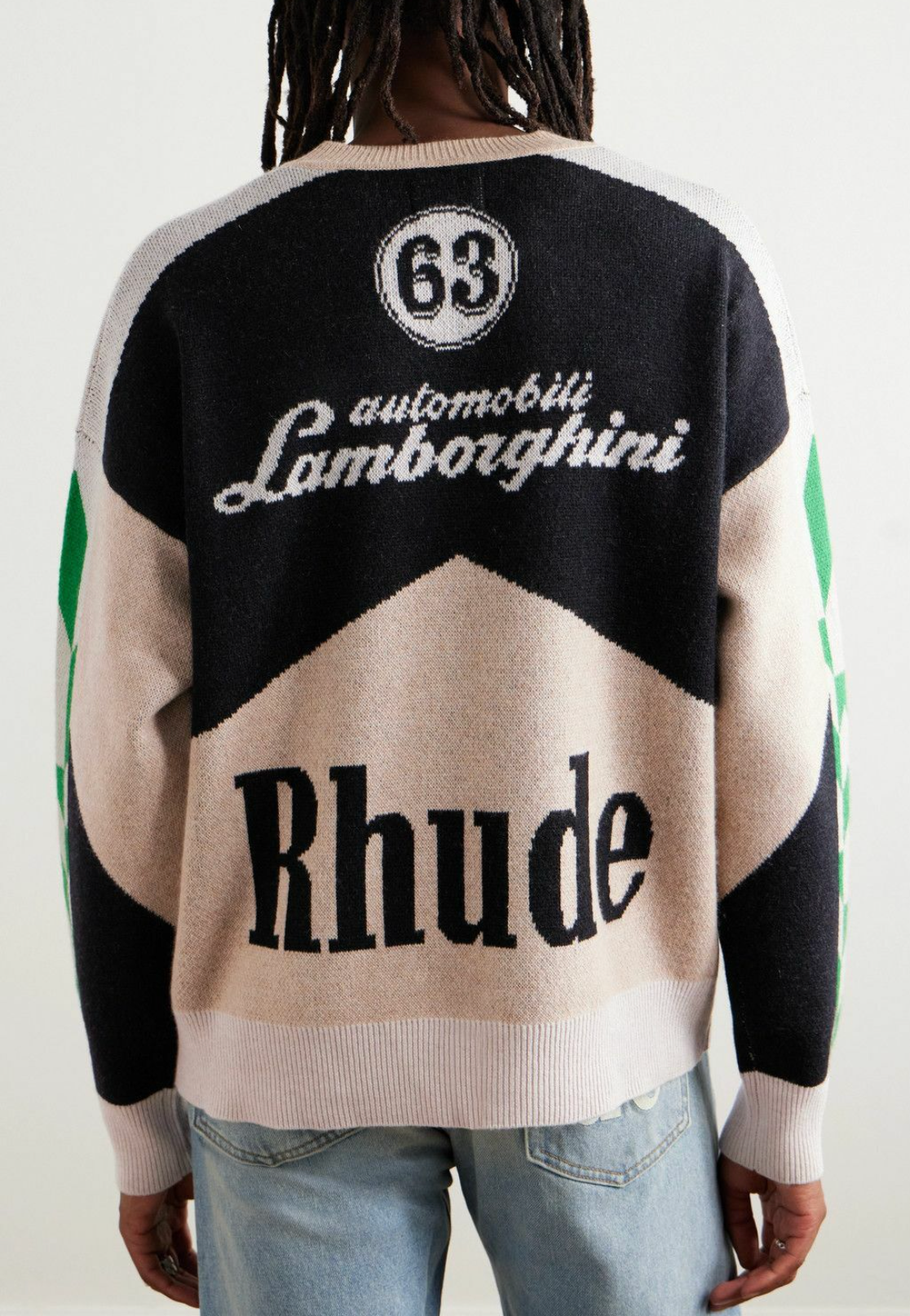 Men's RHUDE X Lamborghini Authentic Knitted Crewneck Sweater LG MSRP: $2,360