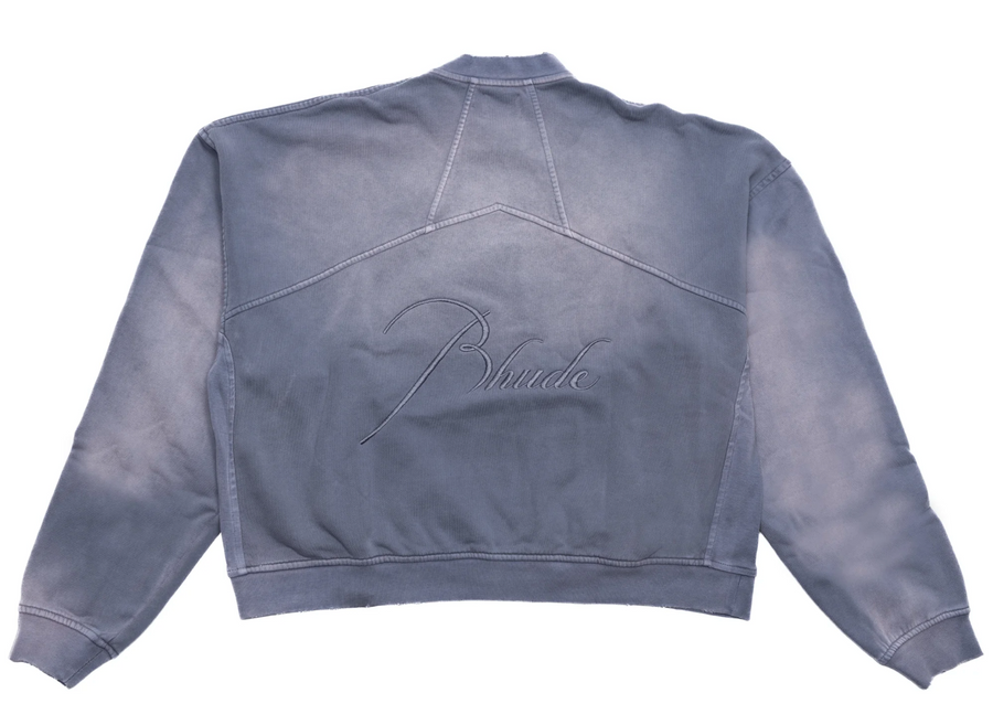 RHUDE Authentic Embroidered Crewneck Sweater-Sundry Steele- Size Small Mens MSRP:$680.00