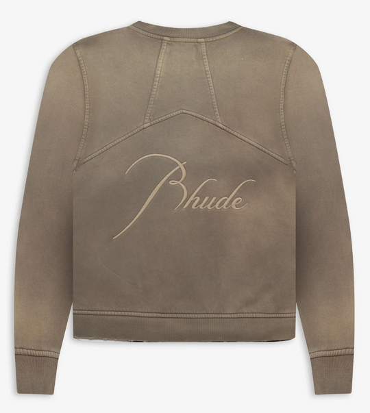 RHUDE Authentic Embroidered Crewneck Sweater-Sundry Elephant-Size Large MSRP:$680.00