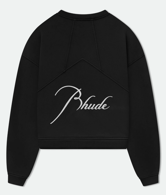 RHUDE Authentic Embroidered Crewneck Sweater-Vintage Black- Size Large MSRP:$680.00