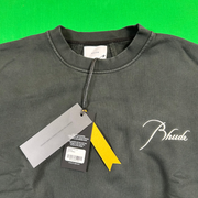 RHUDE Authentic Embroidered Crewneck Sweater-Vintage Black- Size XL MSRP:$680.00