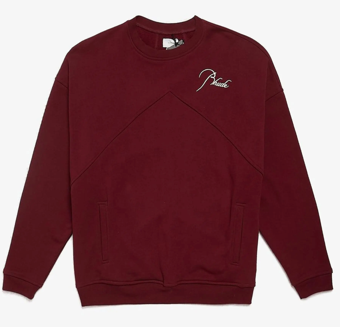 RHUDE Authentic Embroidered Crewneck Sweater-Burgundy-Size XXL Mens MSRP:$680.00