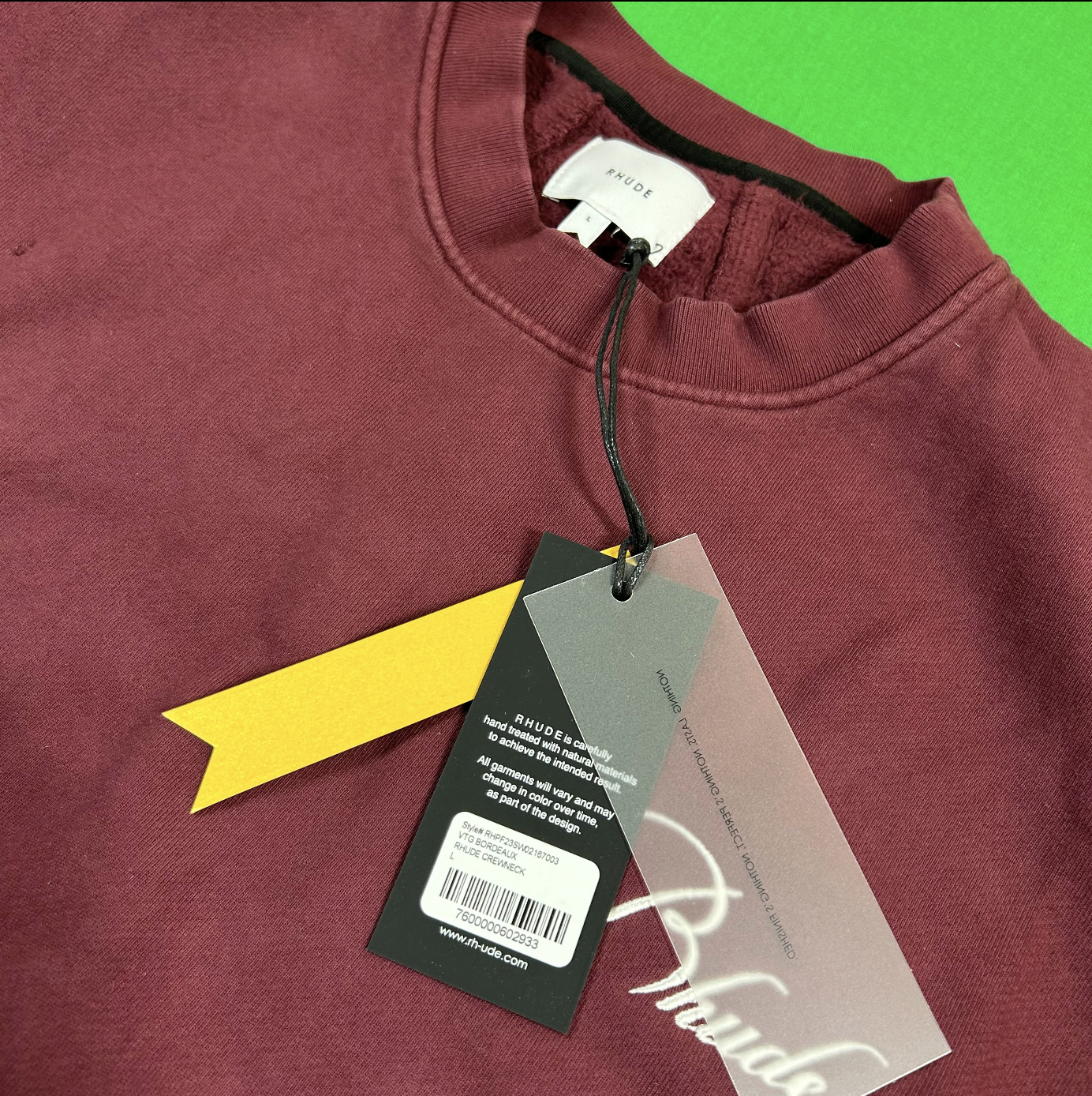 RHUDE Authentic Embroidered Crewneck Sweater-Burgundy-Size XXL Mens MSRP:$680.00