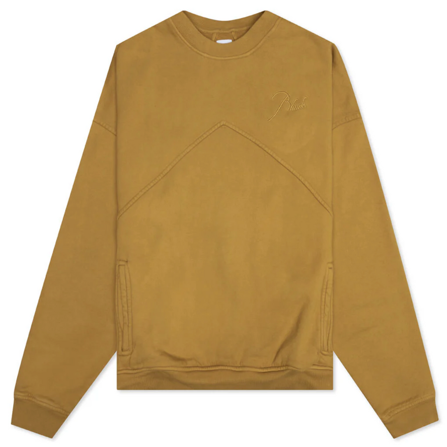 RHUDE Authentic Embroidered Crewneck Sweater-Mustard Yellow-Size XXL Mens MSRP:$680.00