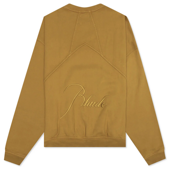 RHUDE Authentic Embroidered Crewneck Sweater-Mustard Yellow-Size XXL Mens MSRP:$680.00
