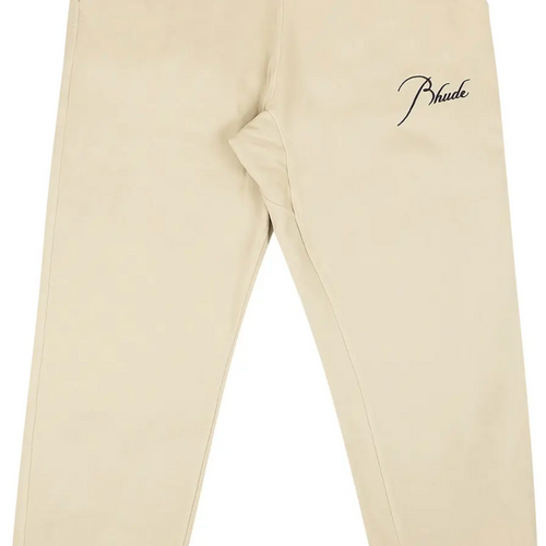 RHUDE Authentic Men's Heavyweight Embroidered Logo Sweatpants in Bone MD MSRP: $765