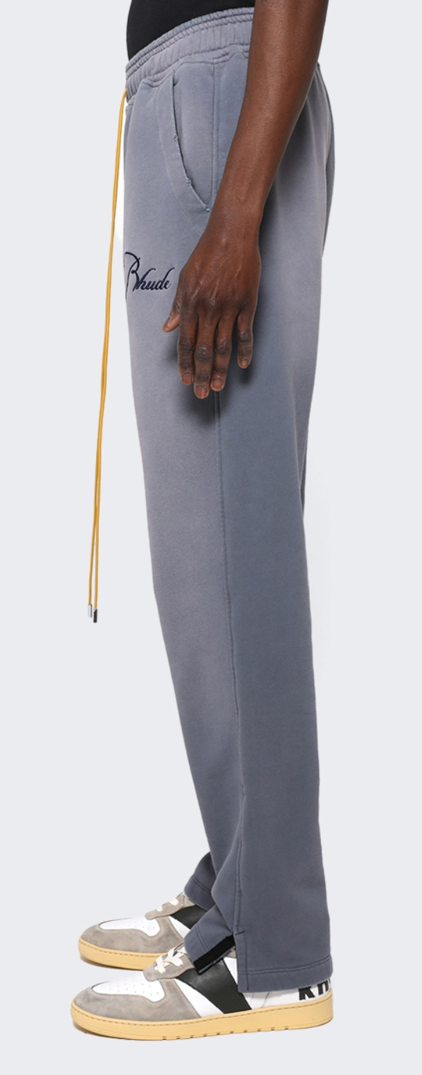 RHUDE Authentic Men's Sundry Steele Heavyweight Embroidered Logo Sweatpants LG MSRP: $765.00