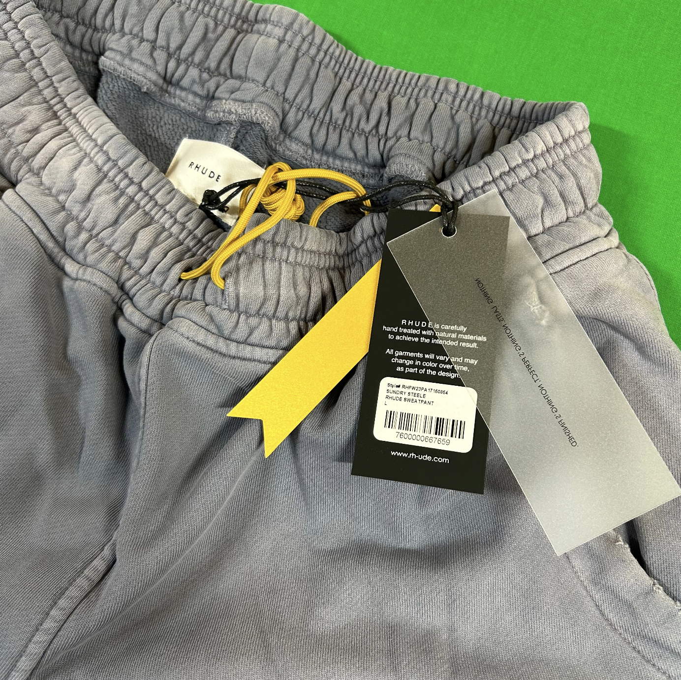 RHUDE Authentic Men's Sundry Steele Heavyweight Embroidered Logo Sweatpants LG MSRP: $765.00