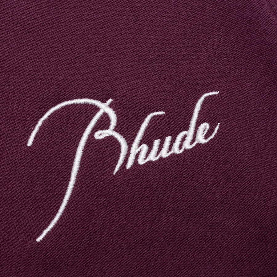 RHUDE Authentic Men's Heavyweight Embroidered Logo Sweatpants Burgundy LG MSRP: $765.00