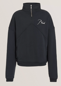 RHUDE Authentic Men's Vintage Black Heavyweight Embroidered Quarter Zip Sweatshirt XL - MSRP: $750