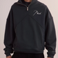 RHUDE Authentic Men's Vintage Black Heavyweight Embroidered Quarter Zip Sweatshirt XL - MSRP: $750