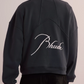 RHUDE Authentic Men's Vintage Black Heavyweight Embroidered Quarter Zip Sweatshirt XL - MSRP: $750