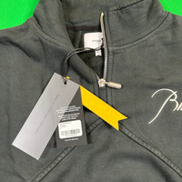 RHUDE Authentic Men's Vintage Black Heavyweight Embroidered Quarter Zip Sweatshirt XL - MSRP: $750