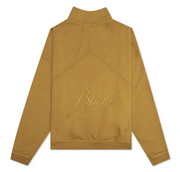 RHUDE Authentic Men's Mustard Heavyweight Embroidered Quarter Zip Sweatshirt SM - MSRP: $750
