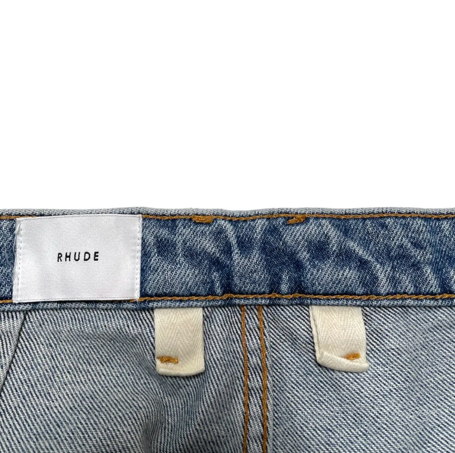 RHUDE Authentic Reza Denim Double Knee Indigo Pants Mens Size Small MSRP:$975.00