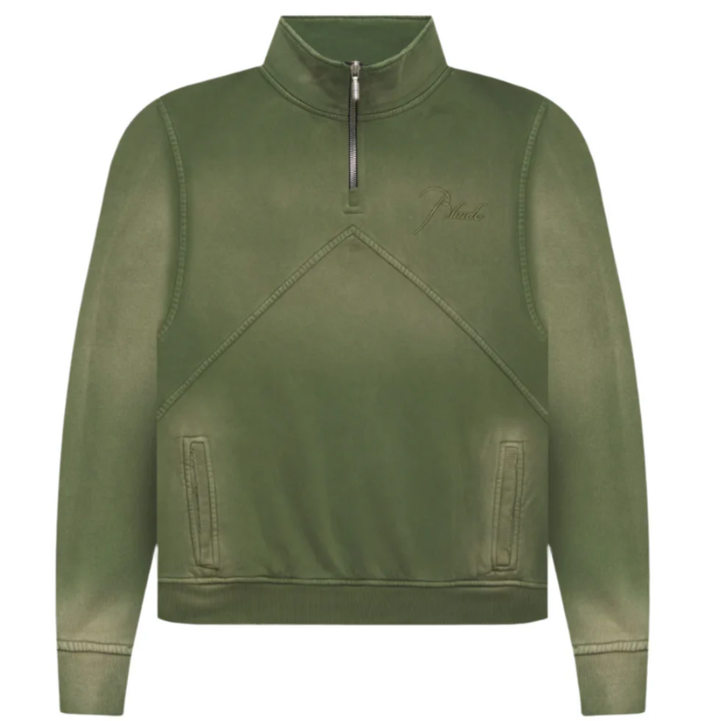 RHUDE Authentic Men's Sundry Elephant Heavyweight Embroidered Quarter Zip Sweatshirt XL - MSRP: $750
