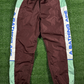 BAPE Authetic Men's Burgundy Turquoise Striped Men's Track Pants - Size Small