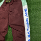 BAPE Authetic Men's Burgundy Turquoise Striped Men's Track Pants - Size Small