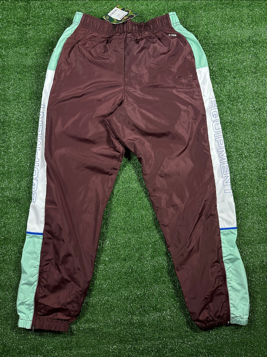 BAPE Authetic Men's Burgundy Turquoise Striped Men's Track Pants - Size Medium
