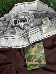 BAPE Authetic Men's Burgundy Turquoise Striped Men's Track Pants - Size Medium