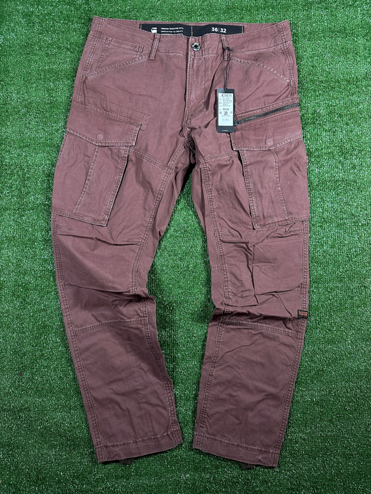 G-Star Men's Rovic 3D Cargo Zip Pants in Burgundy - Size 36W/32L