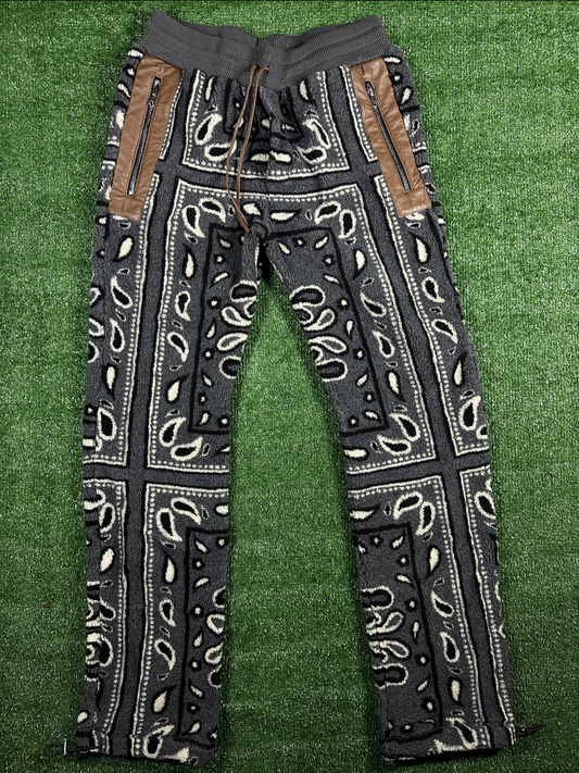 Amiri Men's Grey Fleece Bandana Sweatpants - Size Large