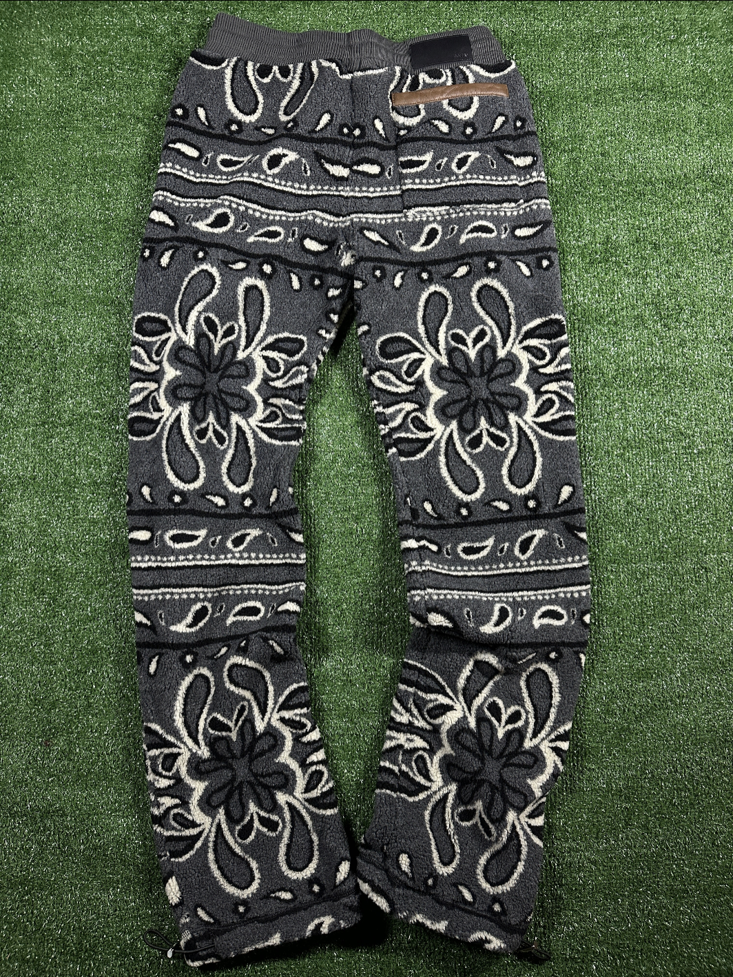 Amiri Men's Grey Fleece Bandana Sweatpants - Size Large