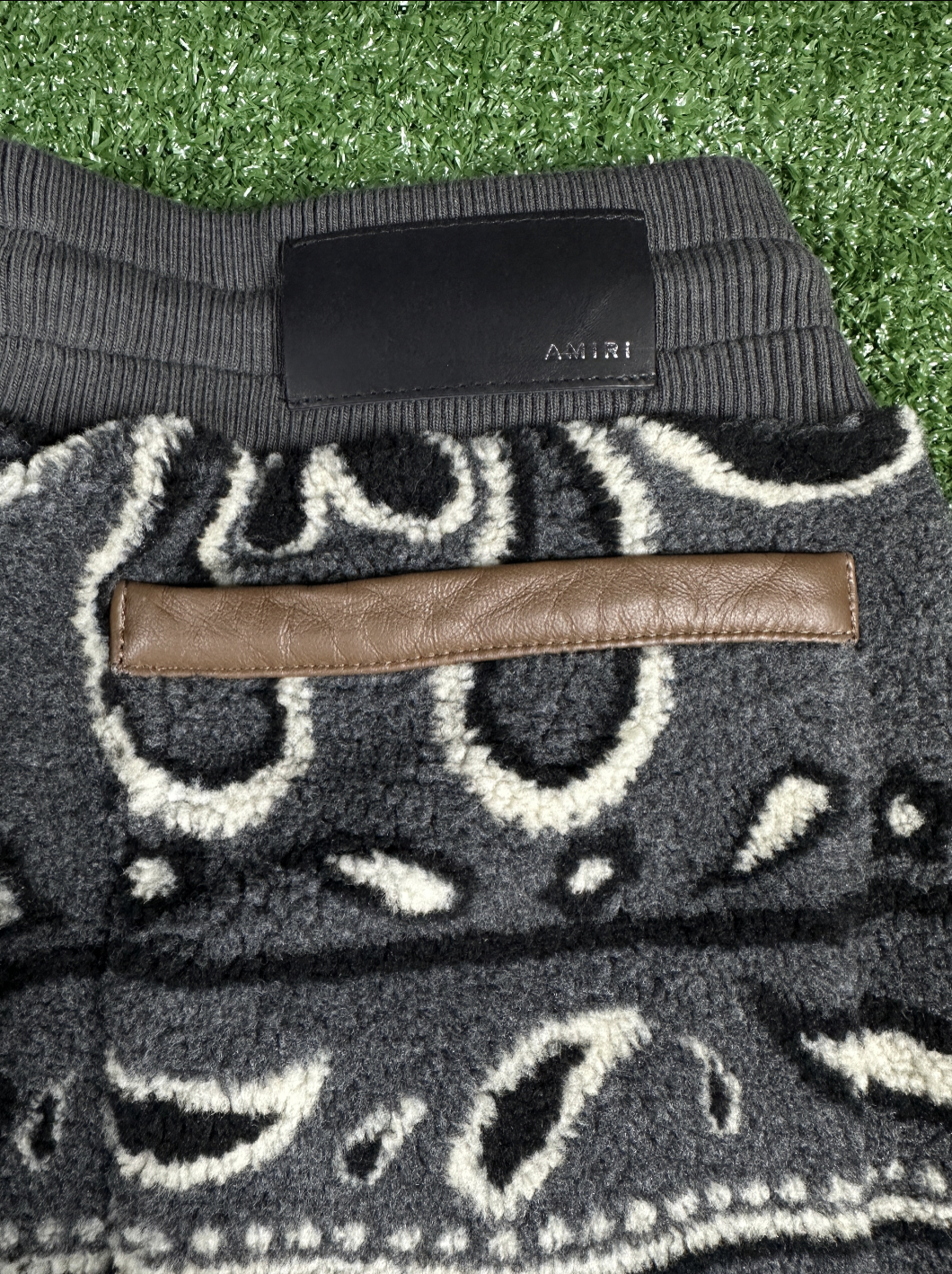 Amiri Men's Grey Fleece Bandana Sweatpants - Size Large