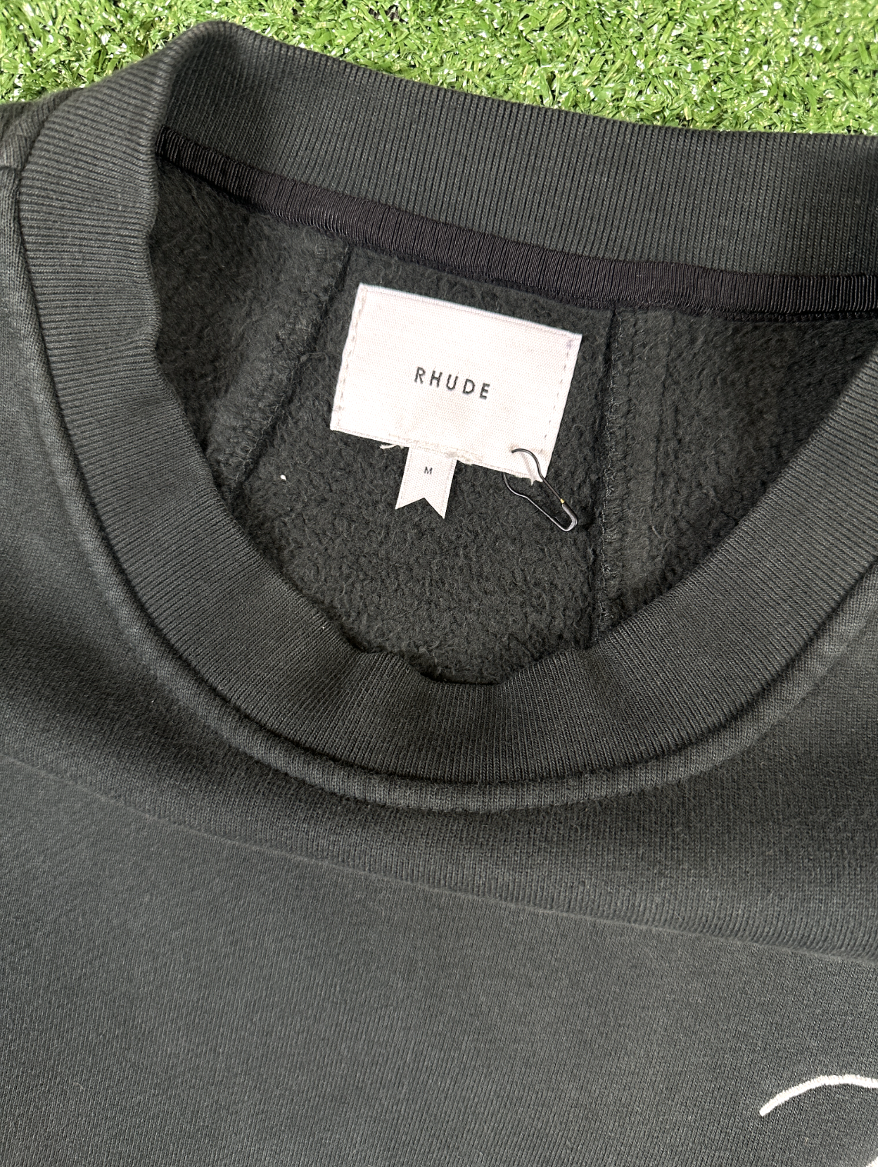 RHUDE Authentic Embroidered Crewneck Sweater-Vintage Black- Size Large MSRP:$680.00