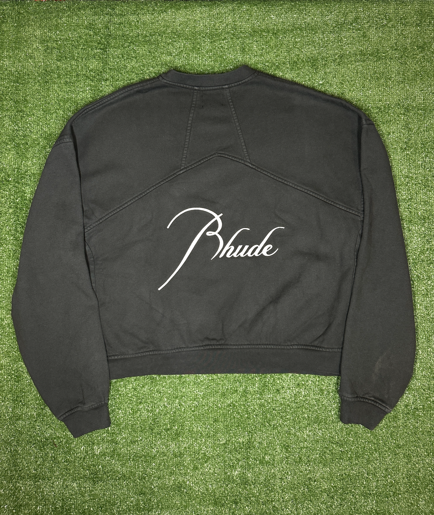 RHUDE Authentic Embroidered Crewneck Sweater-Vintage Black- Size Large MSRP:$680.00