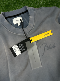 RHUDE Authentic Embroidered Crewneck Sweater-Sundry Steele- Size Small Mens MSRP:$680.00