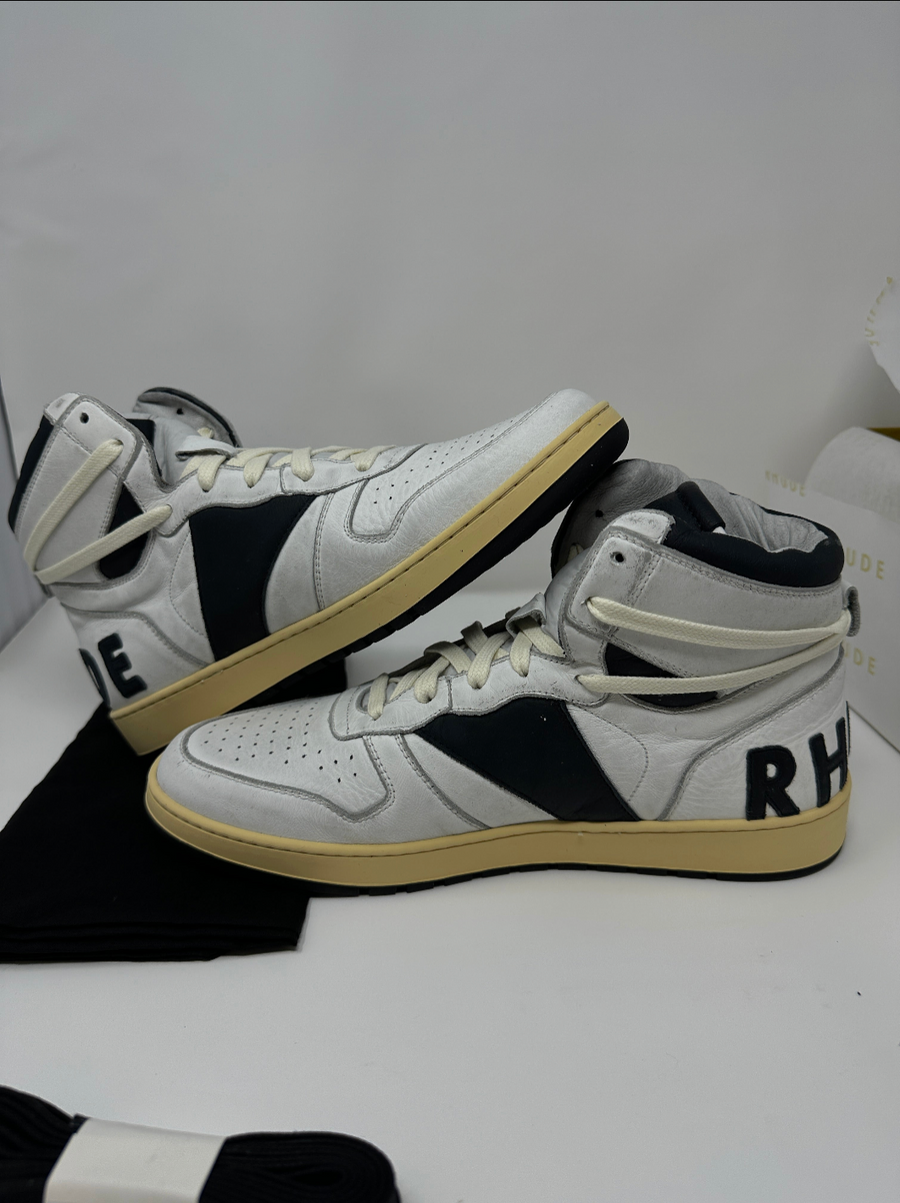 RHUDE Authentic Rhecess High Sneaker 'White Black' MSRP $685.00 Size 7 Mens Shoe