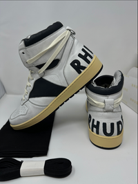 RHUDE Authentic Rhecess High Sneaker 'White Black' MSRP $685.00 Size 9 Mens Shoe