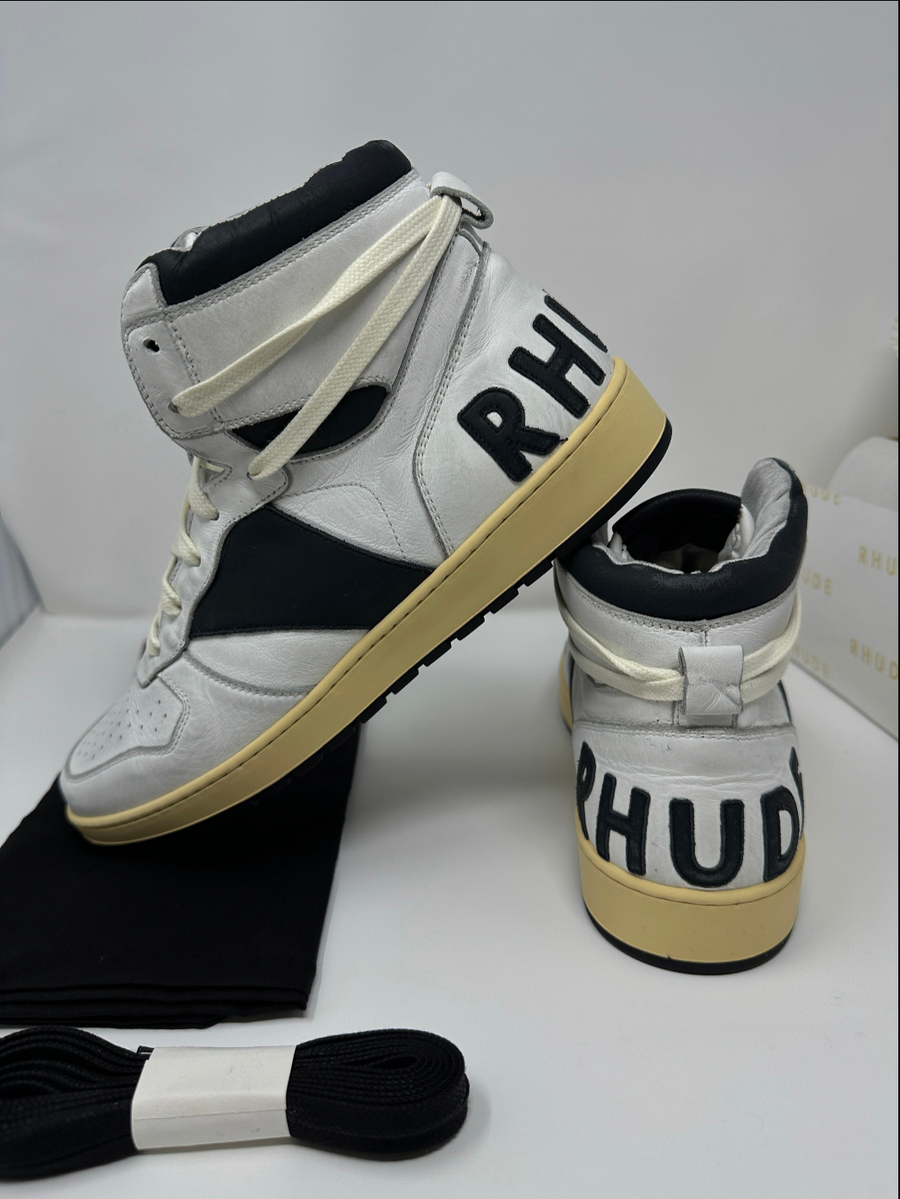 RHUDE Authentic Rhecess High Sneaker 'White Black' MSRP $685.00 Size 7 Mens Shoe
