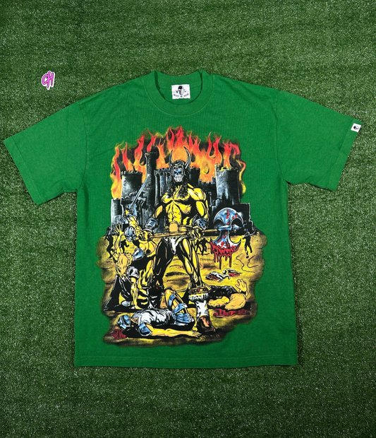 Warren Lotas X Designer 'Castle Siege' Green S/S T-Shirt - Size Medium
