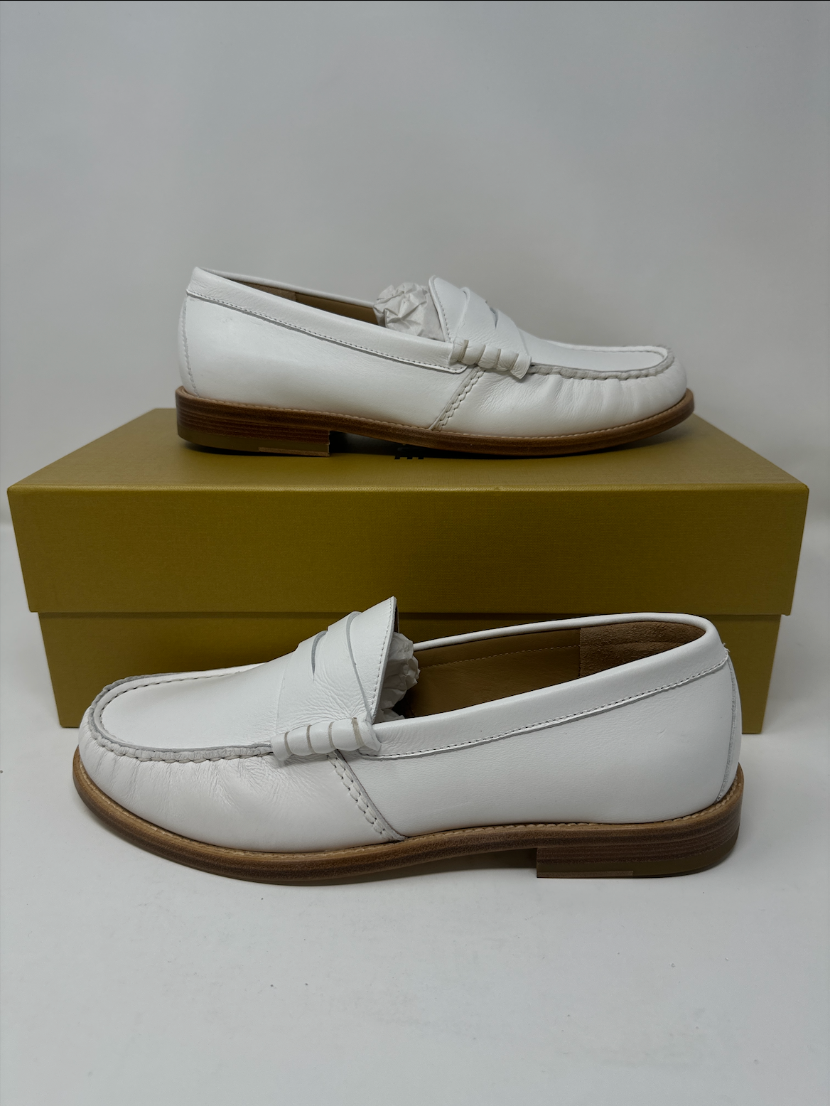 RHUDE Authentic Men's Slip On White Leather Penny Loafer Size 12M MSRP $595