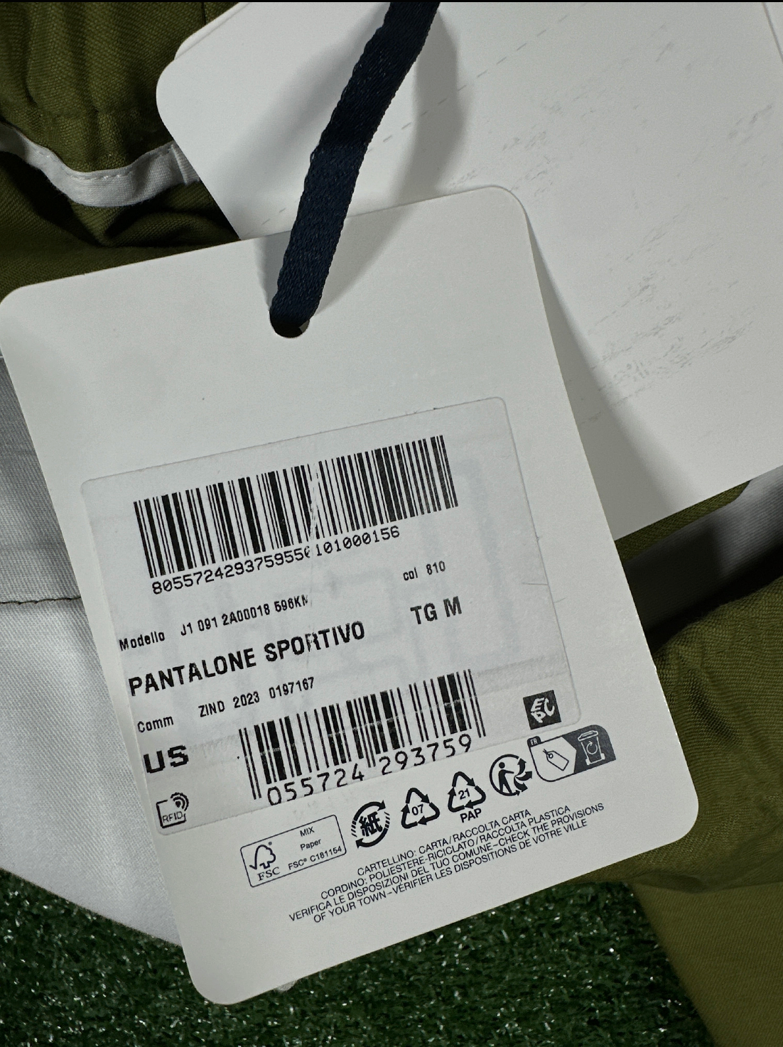 Moncler Men's Pantelone Sportivo Olive Brand New Pants - Size Medium