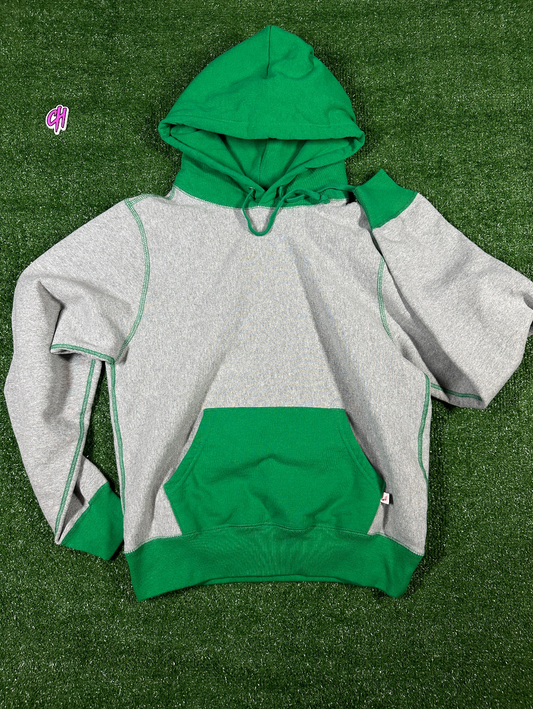 Noah NY Color Block 'Grey/Kelly Green' Pullover Hoodie - Size Small