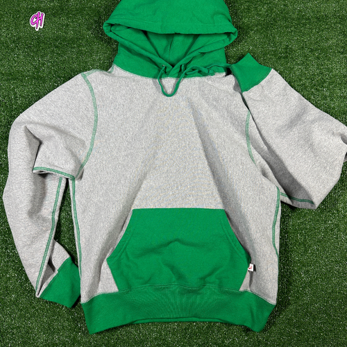 Noah NY Color Block 'Grey/Kelly Green' Pullover Hoodie - Size Small