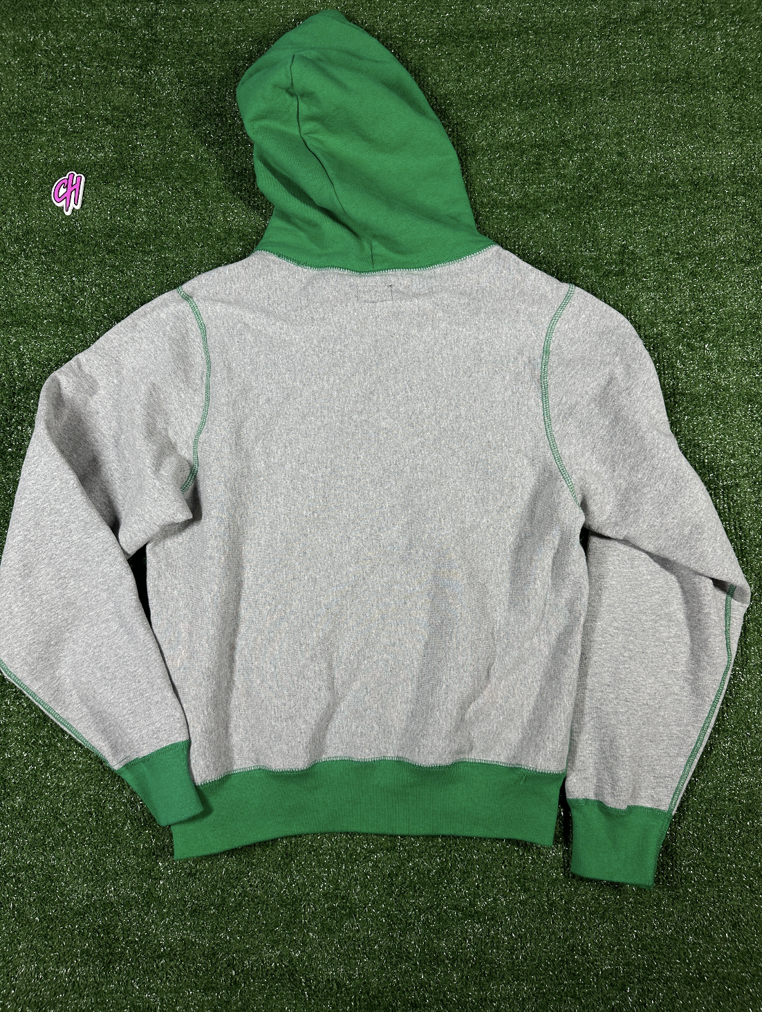 Noah NY Color Block 'Grey/Kelly Green' Pullover Hoodie - Size Small