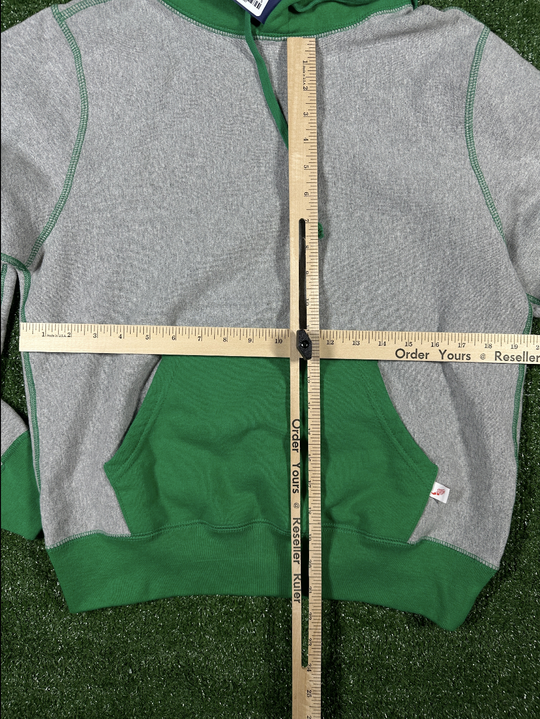 Noah NY Color Block 'Grey/Kelly Green' Pullover Hoodie - Size Small